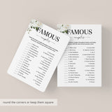 Match The Famous Couples Game with Answers Printable