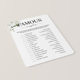 Match The Famous Couples Game with Answers Printable