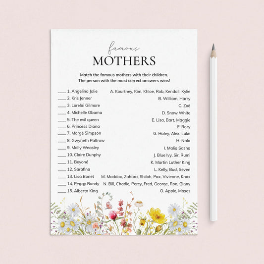 Famous Mothers Games with Answers Printable by LittleSizzle