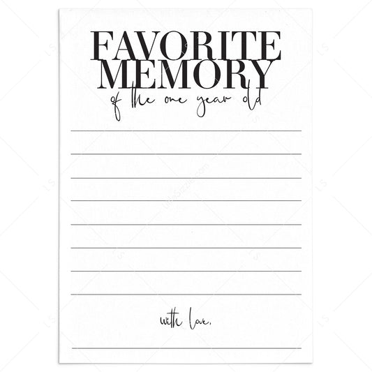 My Favorite Memory Of The One Year Old Cards Printable by LittleSizzle