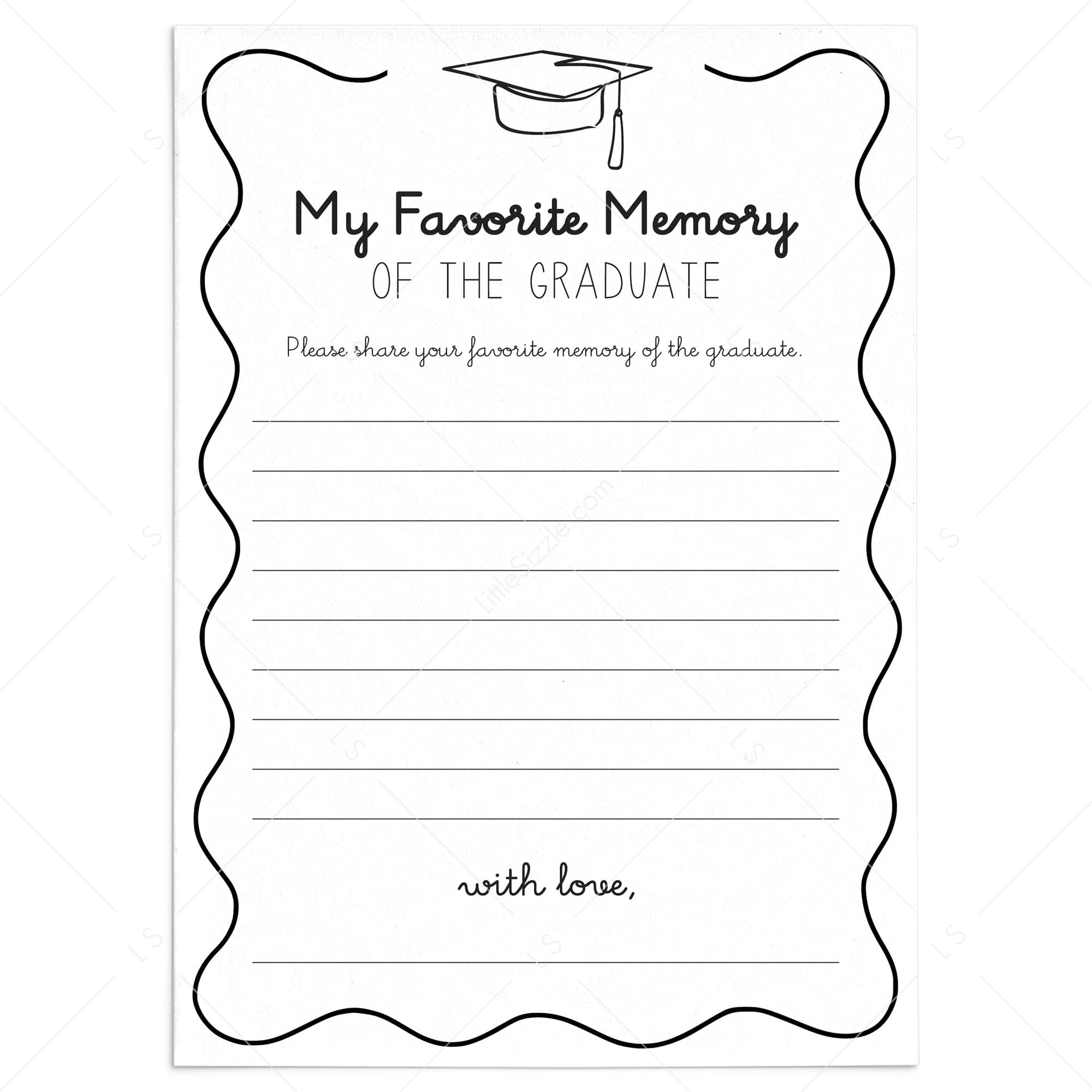 My Favorite Memory Graduation Party Game Printable Wavy Border by LittleSizzle
