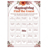 Thanksgiving Icebreaker Find The Guest Bingo Printable by LittleSizzle