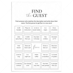 Icebreaker Bingo Find The Guest Printable by LittleSizzle
