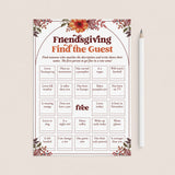 Friendsgiving Find The Guest Bingo Printable Icebreaker by LittleSizzle