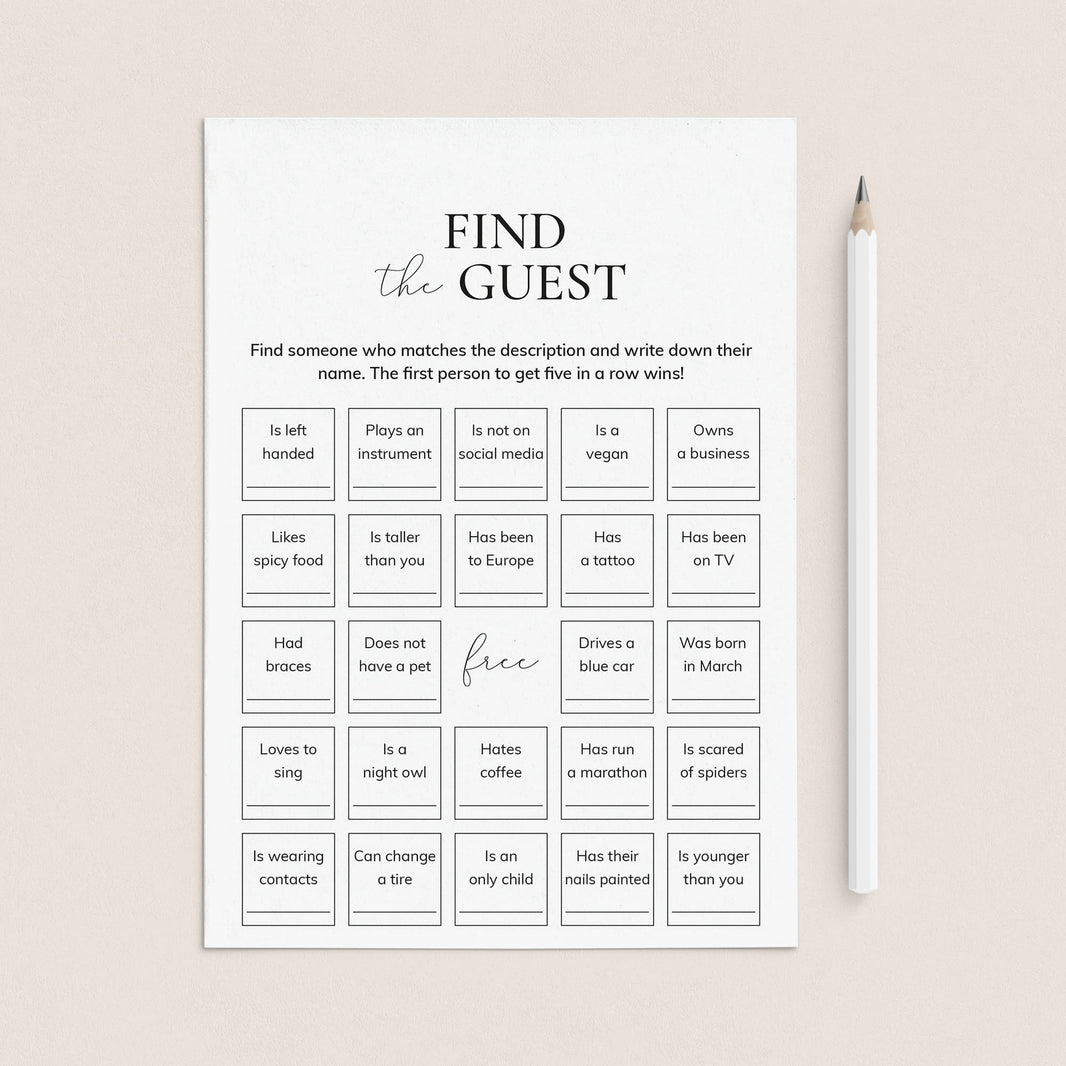 Find The Guest Game Templates | Instant Download Ice Breaker Games ...