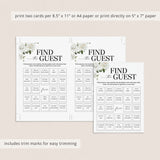 Find The Guest Bingo Card Printable White Floral