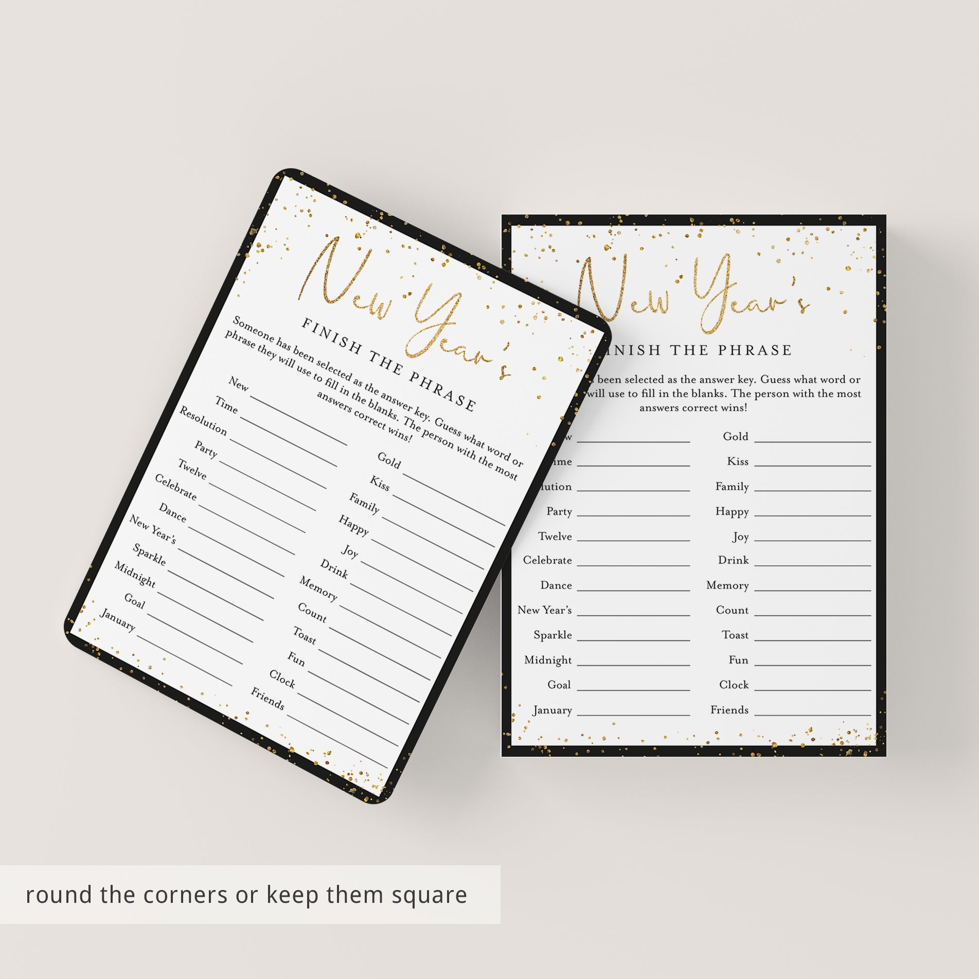 2025 New Years Eve Games Instant Download | 12 Printable Games