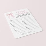Pink Bow Birthday Party Game Finish Her Phrase Printable