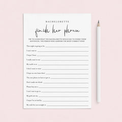Bachelorette Ice Breaker Game Finish Her Phrase Printable by LittleSizzle