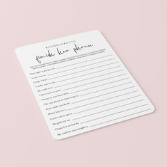 Bachelorette Ice Breaker Game Finish Her Phrase Printable