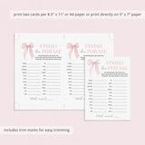 Pink Bow Birthday Party Game Finish Her Phrase Printable