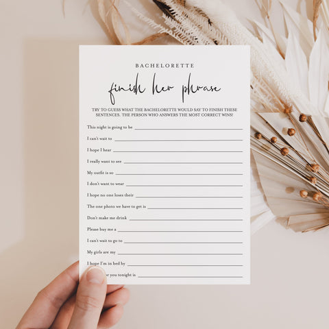 Bachelorette Ice Breaker Game | Finish Her Phrase Printable – LittleSizzle