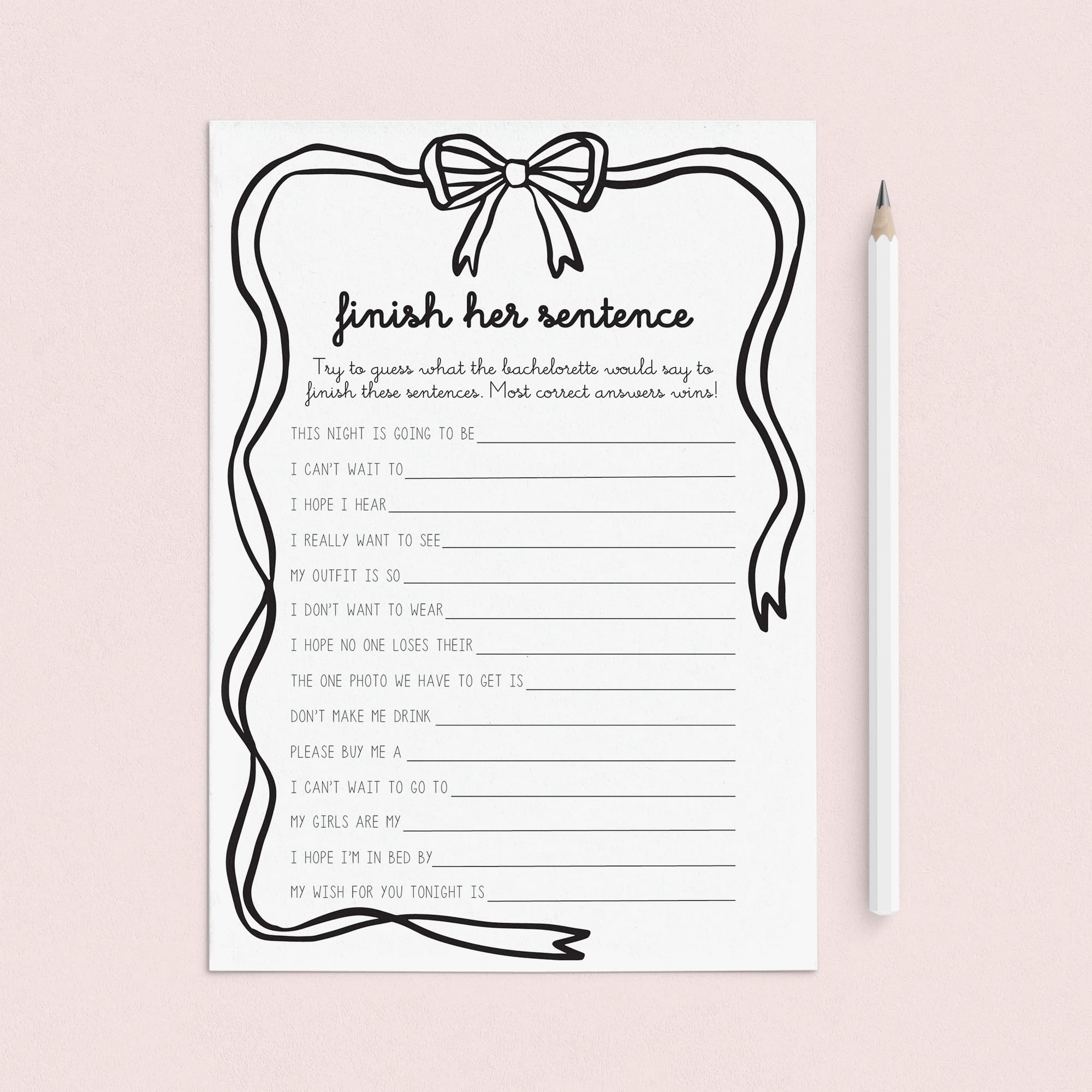 Finish The Bachelorette's Sentence Printable Game by LittleSizzle