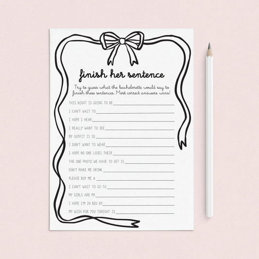 Finish The Bachelorette's Sentence Printable Game by LittleSizzle