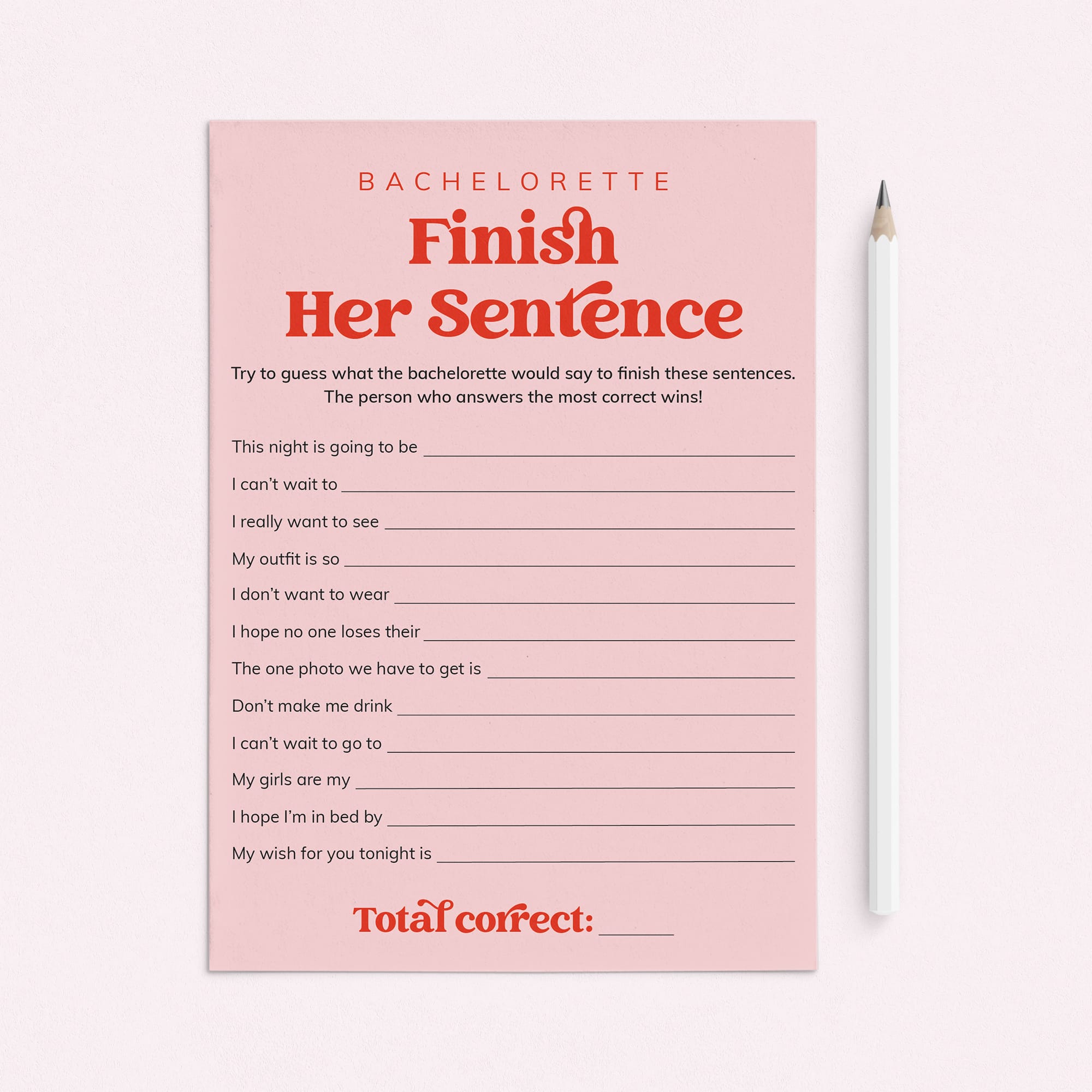 Pink and Red Bachelorette Party Game Finish Her Sentence Printable by LittleSizzle