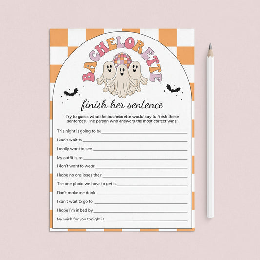 Spooky Bachelorette Party Game Finish Her Sentence Printable by LittleSizzle