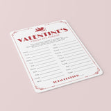 Printable Valentines Game for Group Finish My Phrase