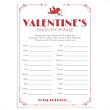 Printable Valentines Game for Group Finish My Phrase by LittleSizzle