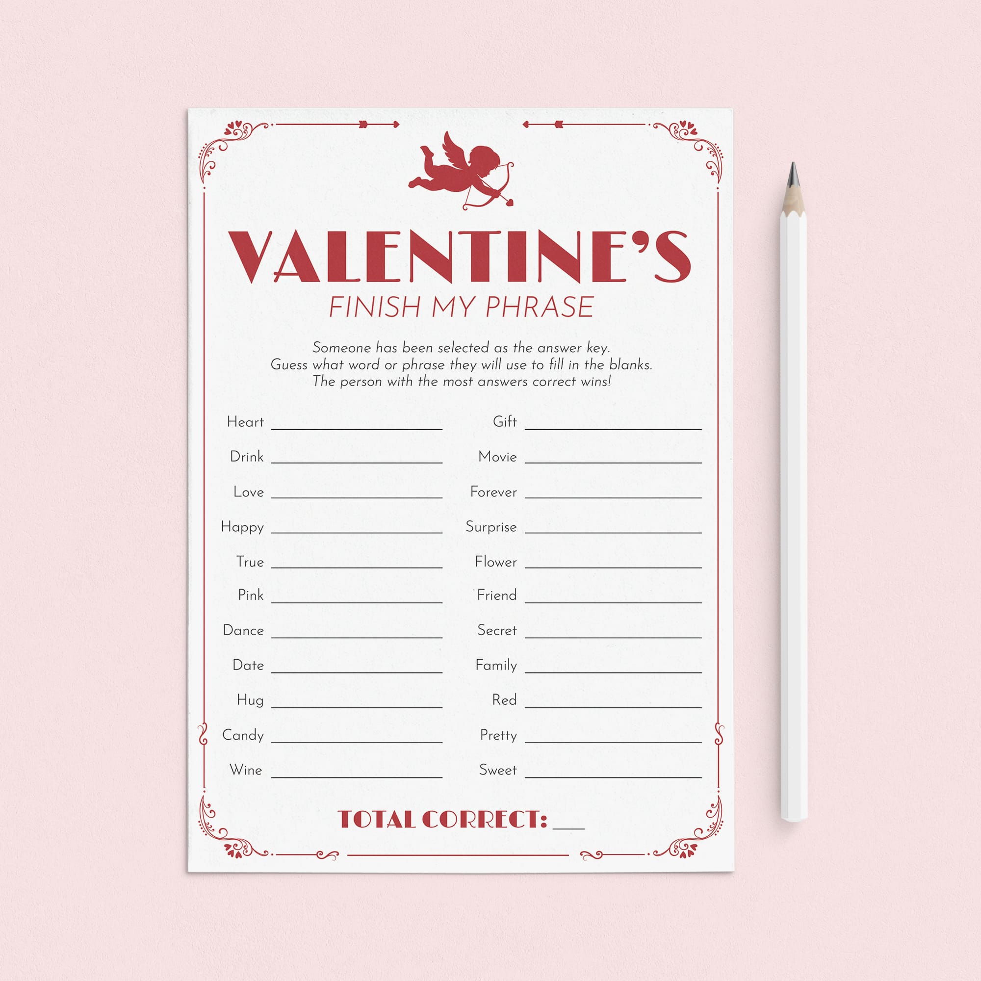 Printable Valentines Game for Group Finish My Phrase by LittleSizzle