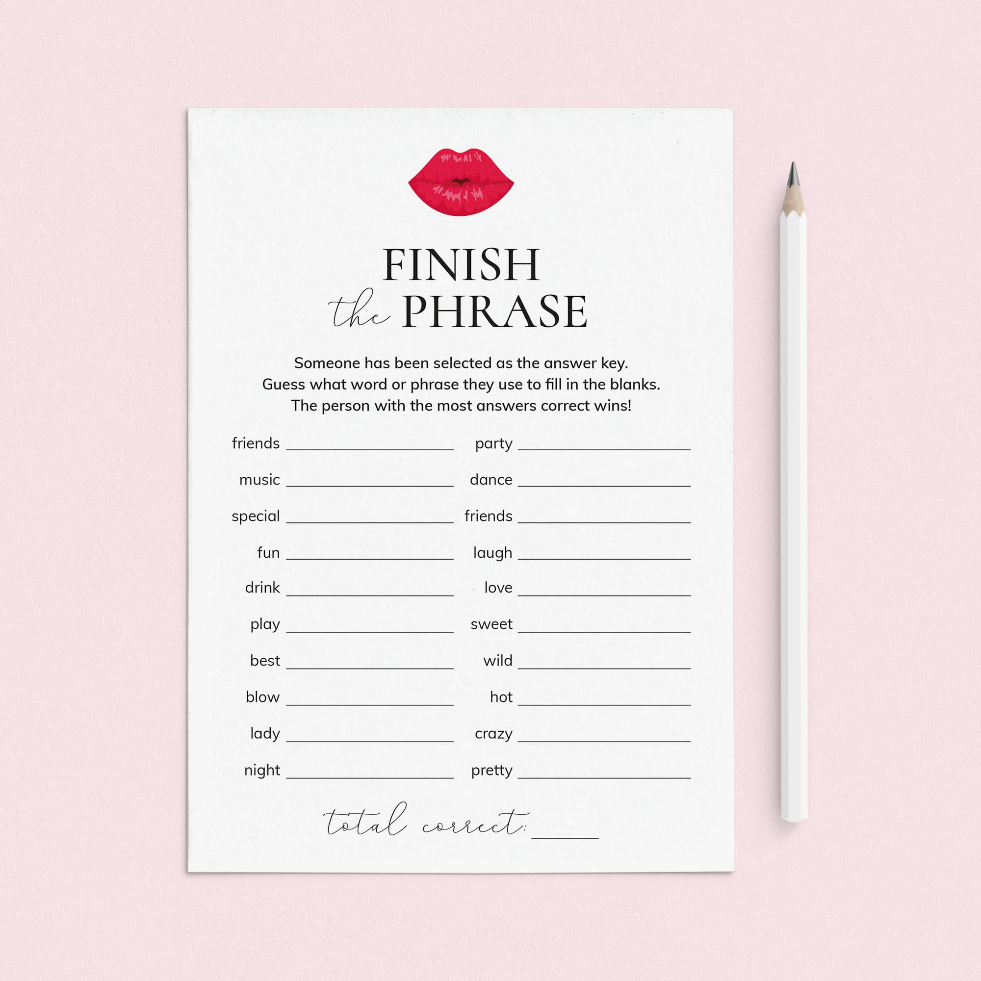 Ladies Night Icebreaker Game Finish The Phrase Printable by LittleSizzle