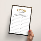 Black and Gold Birthday Party Game Finish Her Phrase Printable