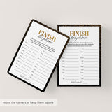 Black and Gold Birthday Party Game Finish Her Phrase Printable