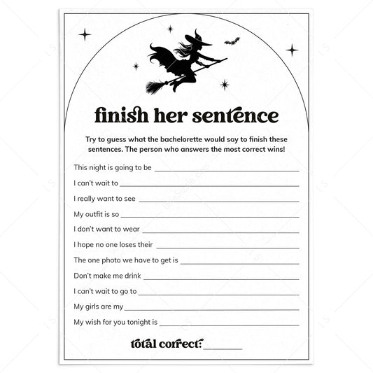 Witches Bachelorette Icebreaker Game Finish Her Sentence by LittleSizzle
