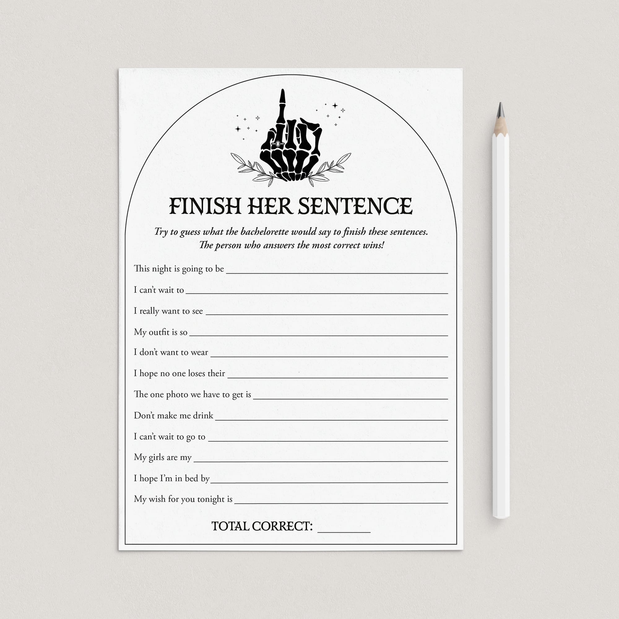 Finish The Bachelorette's Sentence Game Printable Bride or Die Theme by LittleSizzle