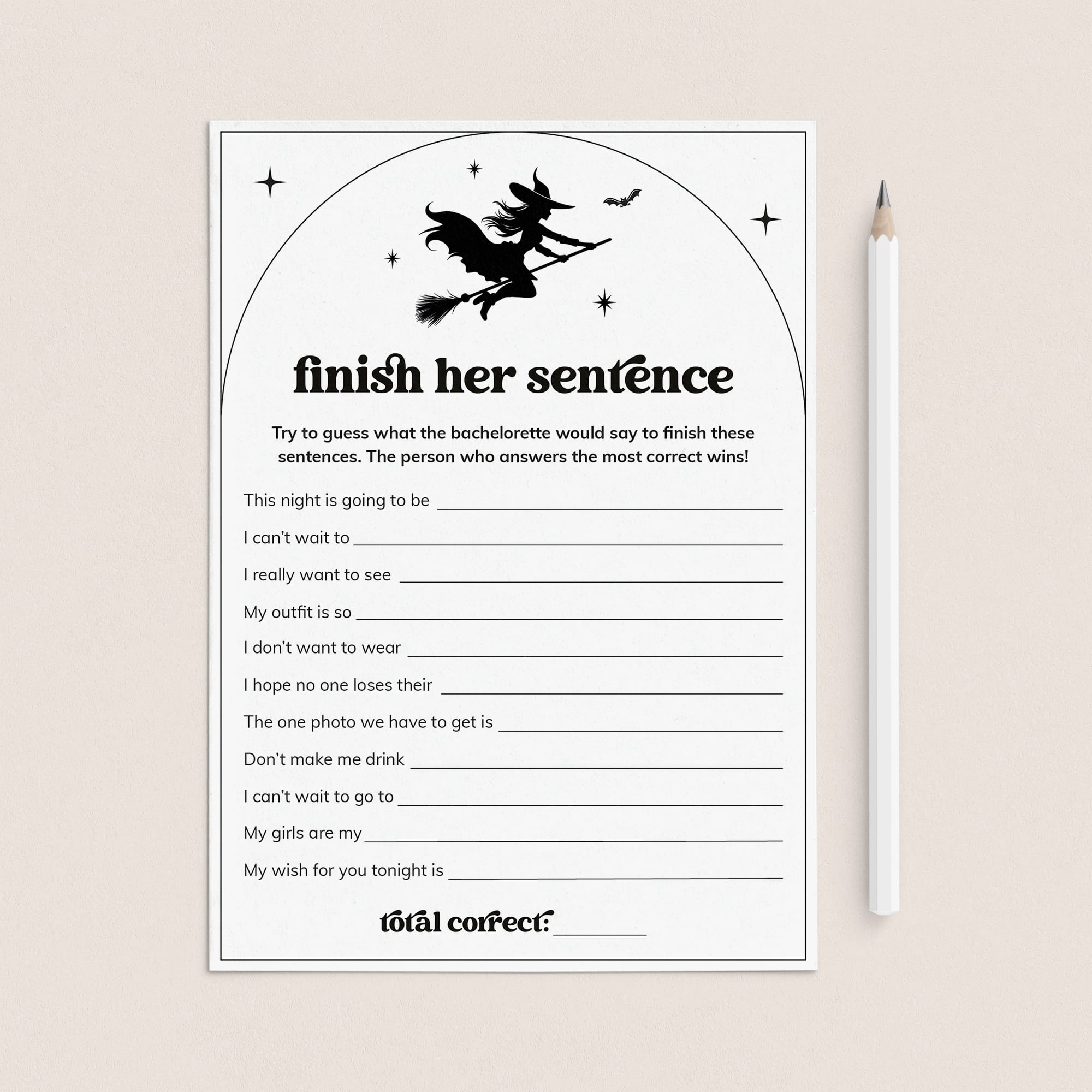 Witches Bachelorette Icebreaker Game Finish Her Sentence by LittleSizzle