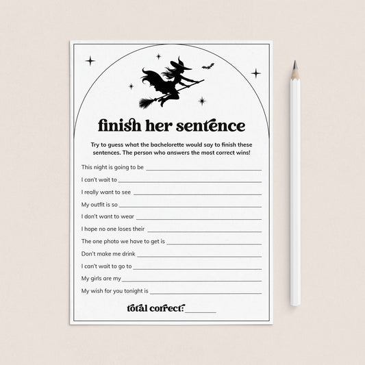 Witches Bachelorette Icebreaker Game Finish Her Sentence by LittleSizzle