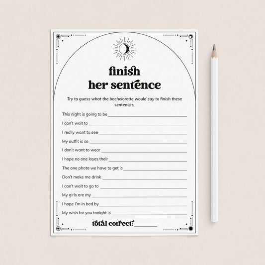 Fun Bach Party Game Finish Her Sentence Celestial Theme by LittleSizzle