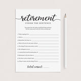 Retirement Party Icebreaker Game Finish The Sentence Printable by LittleSizzle