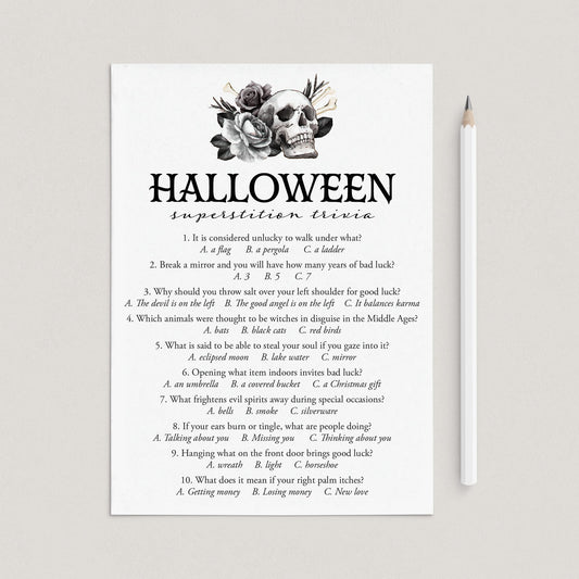 Printable Halloween Superstition Quiz with Answers by LittleSizzle