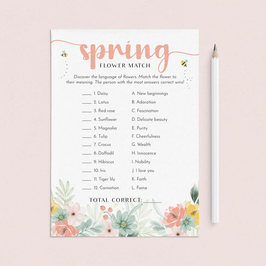 Spring Flower Meanings Game with Answers Printable by LittleSizzle