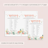 Spring Flower Meanings Game with Answers Printable