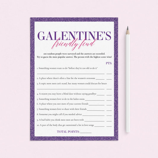 Galentines Friendly Feud Quiz with Answers Printable by LittleSizzle