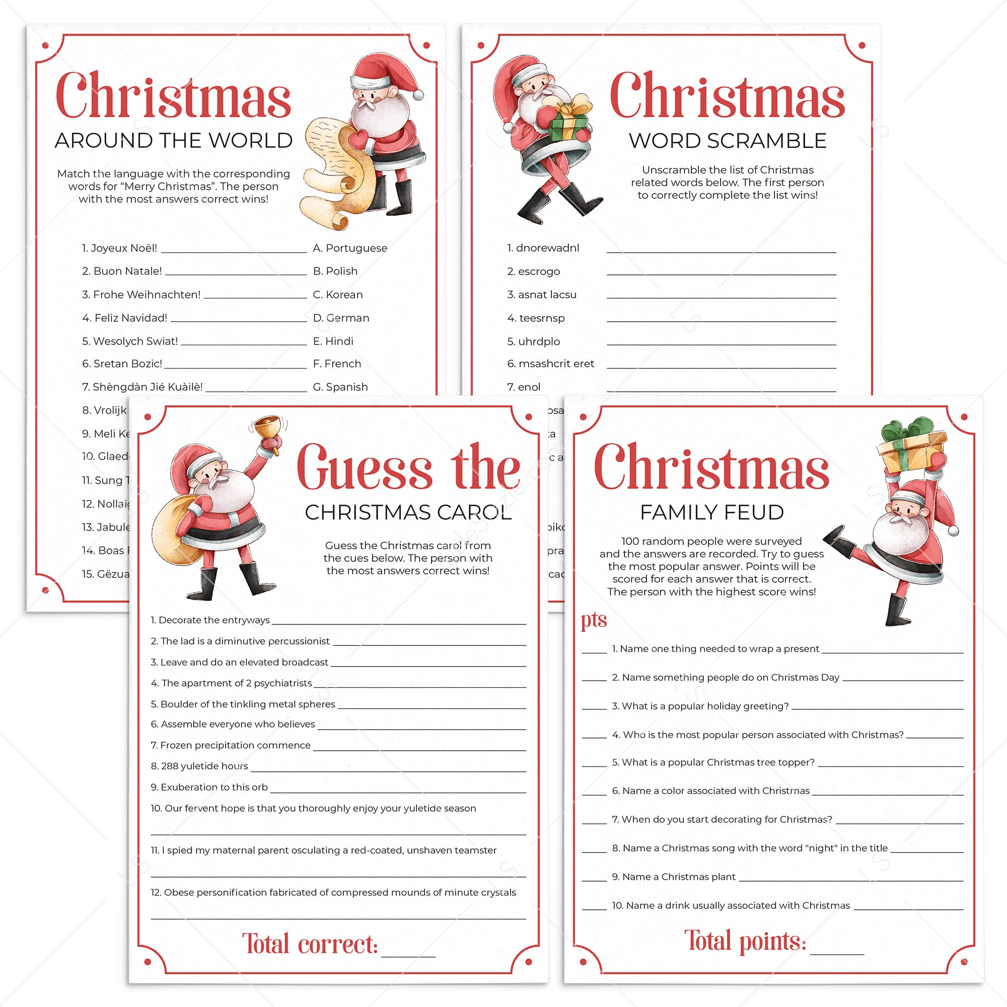 Family Christmas Party Games Printable by LittleSizzle