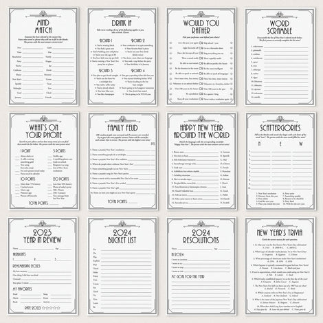 Great Gatsby New Year's Eve Party Games Printable | Roaring 20s Party ...