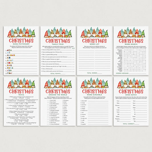 Gnomes Christmas Games for Family Printables by LittleSizzle