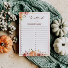 Watercolor Floral Pumpkin Gratitude List Printable