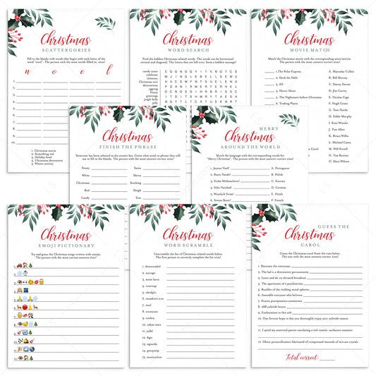 Printable Christmas Games Bundle for Family + FREE Secret Santa Questionnaire by LittleSizzle