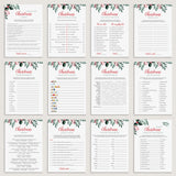 12 Holiday Party Games Printable Greenery Theme Christmas + FREE Secret Santa Questionnaire by LIttlesizzle