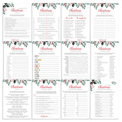 12 Holiday Party Games Printable Greenery Theme Christmas by LittleSizzle