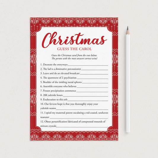 Christmas Carol Game with Answer Key Printable by LittleSizzle