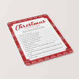 Christmas Carol Game with Answer Key Printable