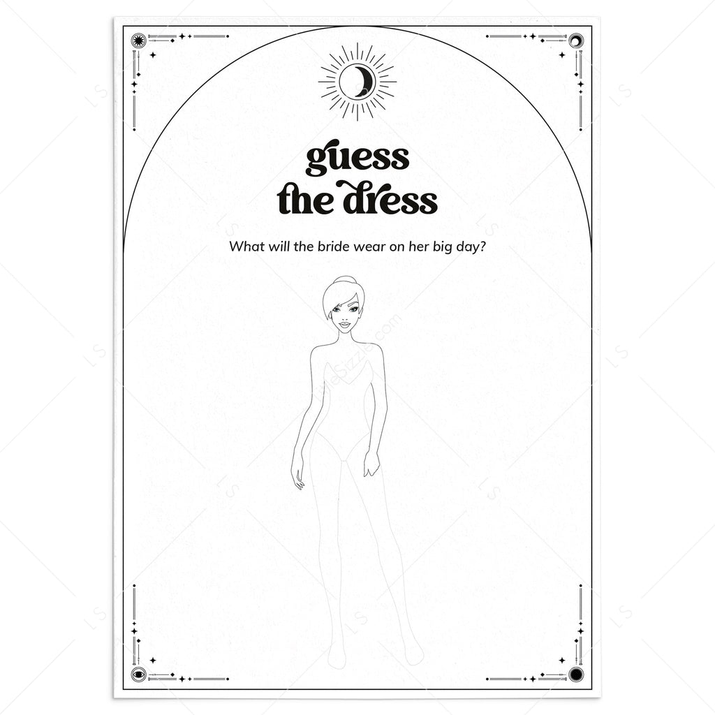 Moon and Stars Bridal Shower Activity Guess The Dress Printable – LittleSizzle