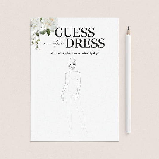 White Floral Guess The Wedding Dress Printable Game by LittleSizzle