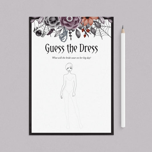 Halloween Bridal Shower Guess The Dress Cards Printable by LittleSizzle