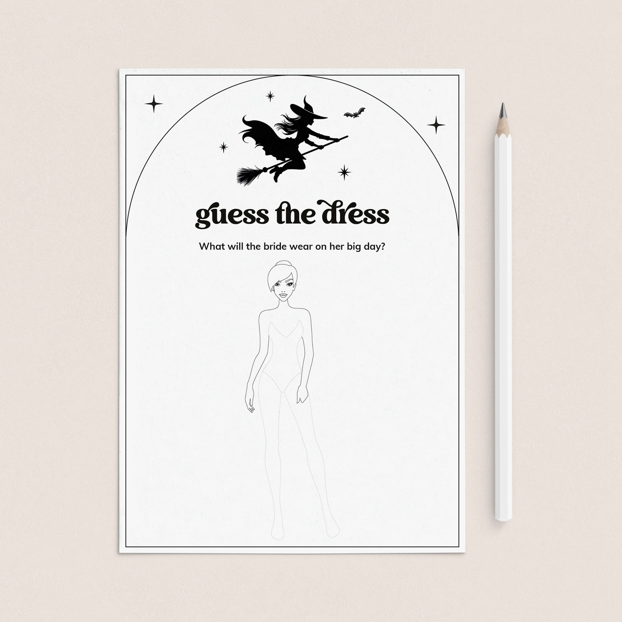 Witchy Bridal Shower Activity Guess The Dress Cards Printable by LittleSizzle