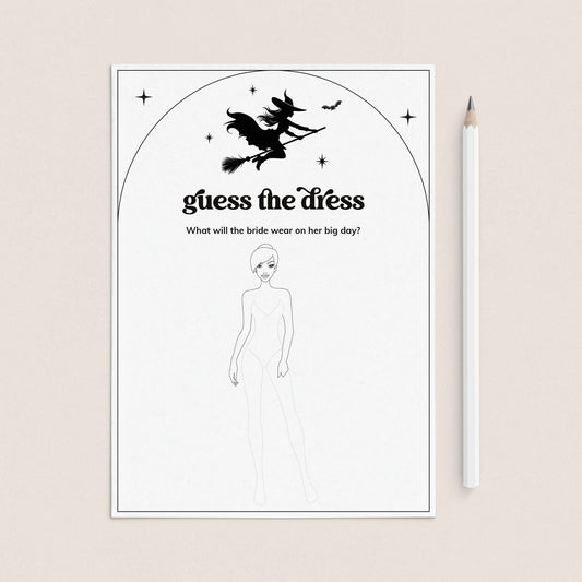 Witchy Bridal Shower Activity Guess The Dress Cards Printable by LittleSizzle